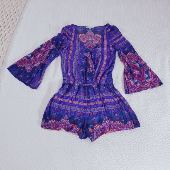 Vintage AEO Boho Bell Sleeved Romper Playsuit Short- XS - Picture 11 of 15